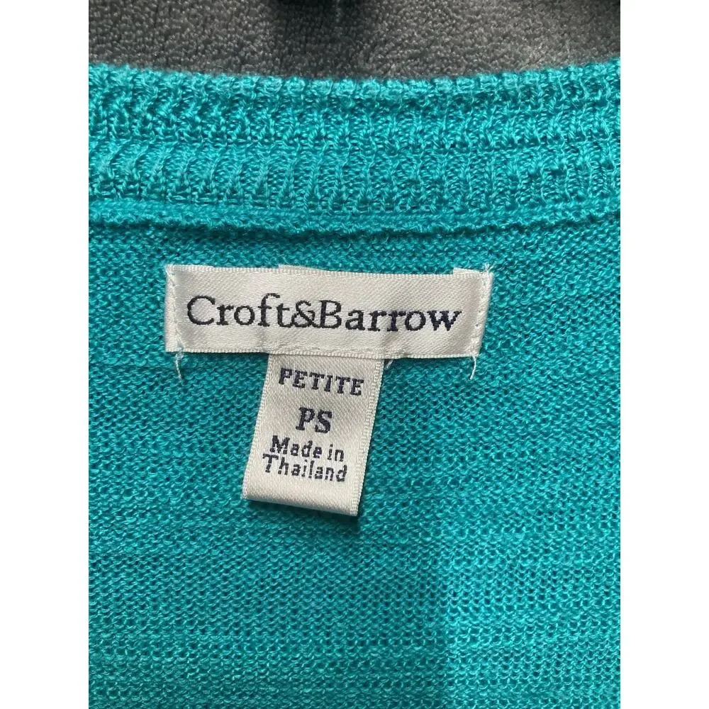 Croft & Barrow Lot of 2 Button Cardigans 3/4 Slv Pink/Teal Petite PS Soft Girl